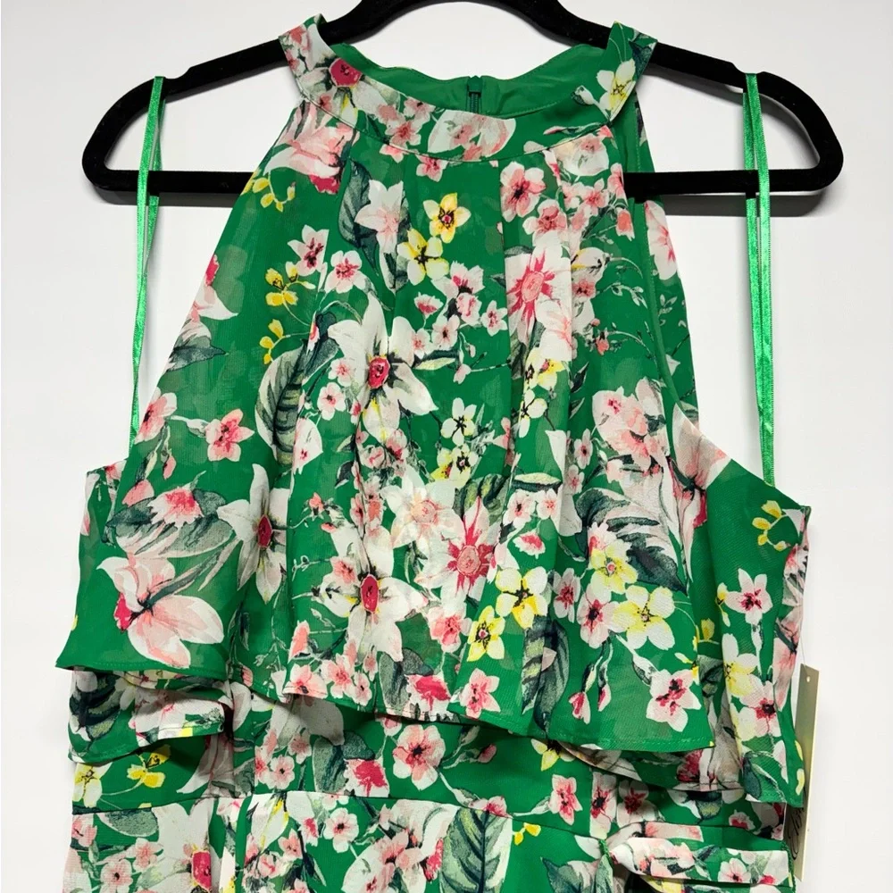 ✨Eliza J Floral Halter Chiffon Gown Size 16